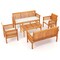 Costway 5 PCS Patio Furniture Set with Acacia Wood Frame & Removable Seat Cushions